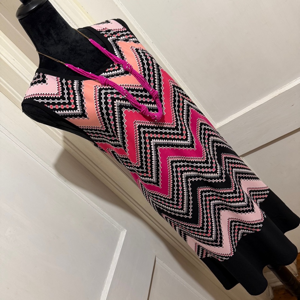Plus size! Like New! Blu Sage Pink and Black Patterned Dress